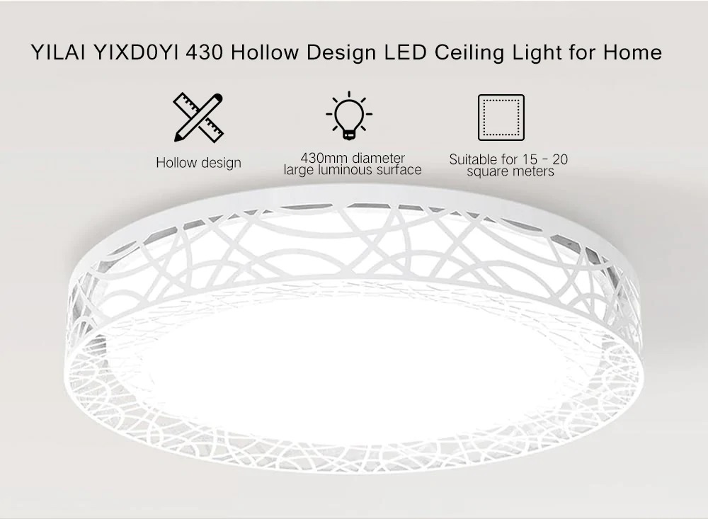 banggood, coupon, gearbest, Yeelight YILAI YIXD0Yl 430 Hollow Design LED Smart Ceiling Light for Home
