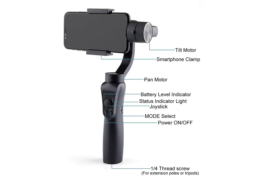 coupon, gearbest, 3-Axis Handheld Bluetooth Gimbal Stabilizer