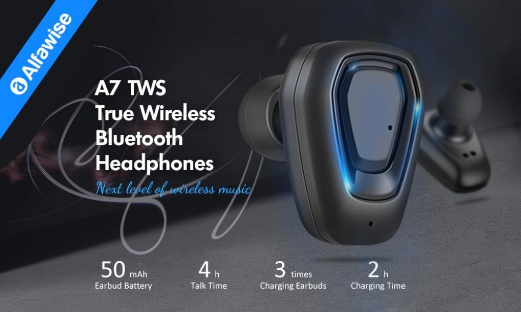 coupon, gearbest, Alfawise A7 TWS Wireless Mini Earbuds Bluetooth Stereo Bilateral Earphones with Portable Charging Dock