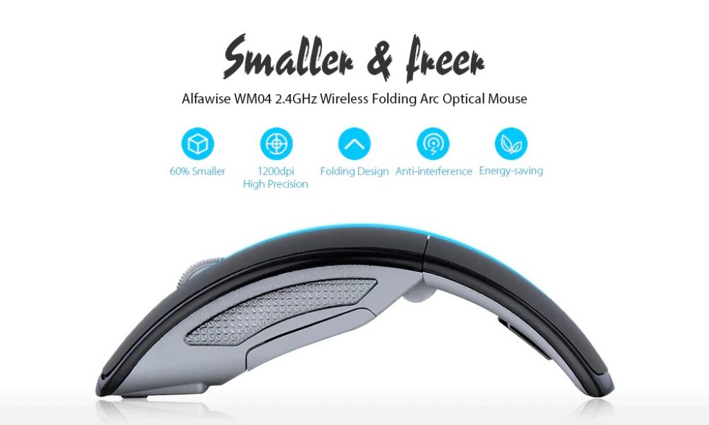 coupon, gearbest, Alfawise WM04 2.4G Wireless Folding Arc Optical Mouse