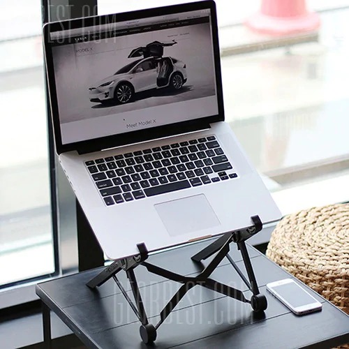 coupon, gearbest, Height-adjustable Laptop Stand Portable Desktop Holder - BLACK
