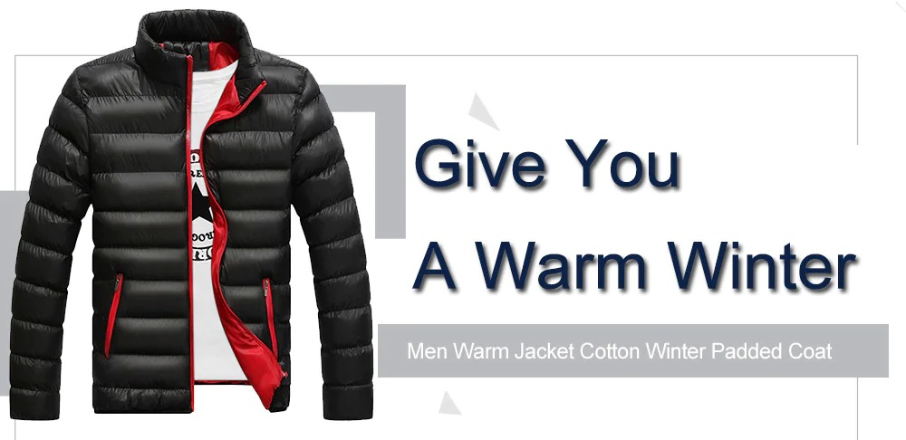 coupon, gearbest, Men Warm Jacket Cotton Winter Padded Coat Classic Style