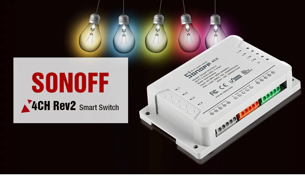 coupon, gearbest, SONOFF 4CH Rev2 Smart Switch