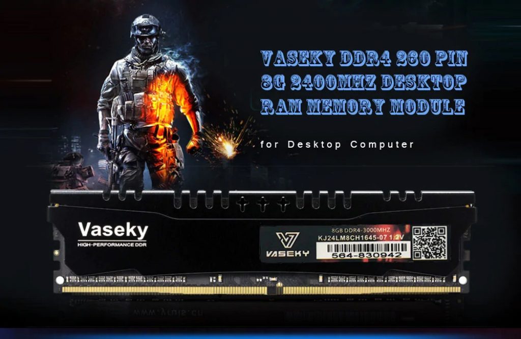 coupon, gearbest, VASEKY DDR4 8G 2400MHz Desktop RAM Memory Module - BLACK 2400MHZ