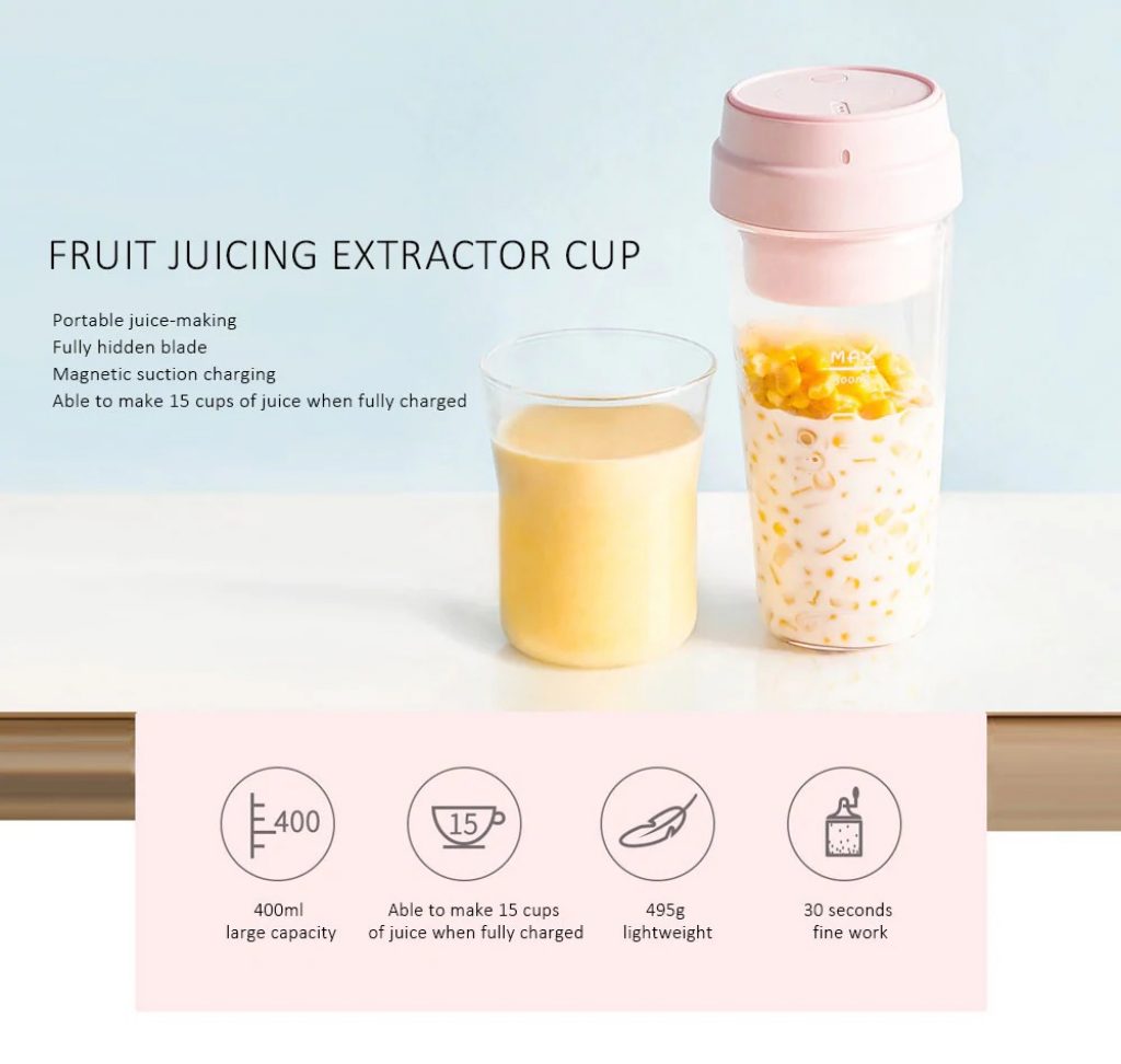 coupon, gearbest, Xiaomi youpin 17PIN 400ML Portable DIY Fruit Juicing Extractor Cup Magnetic Outdoor Travel Bottle