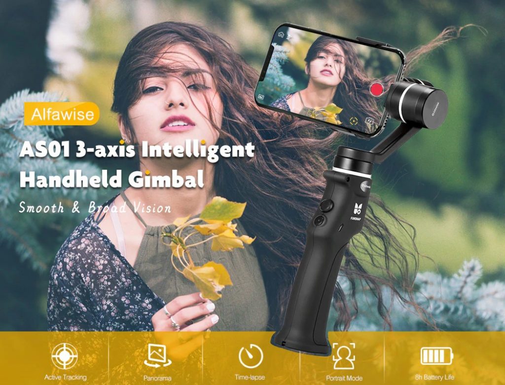 coupon, gearbest, Alfawise AS01 3-axis Intelligent Handheld Gimbal