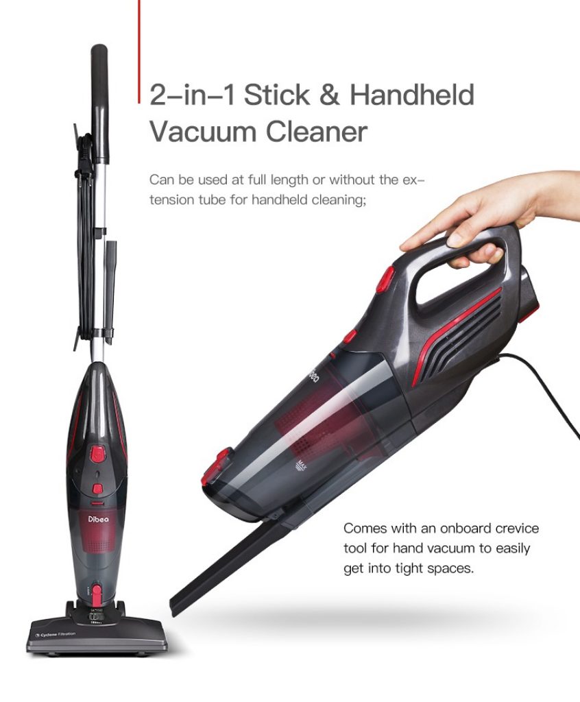 coupon, banggood, Dibea SC4588 2-in-1 Bagless Lightweight Corded Stick Vacuum Cleaner with Cyclone HEPA Filtration