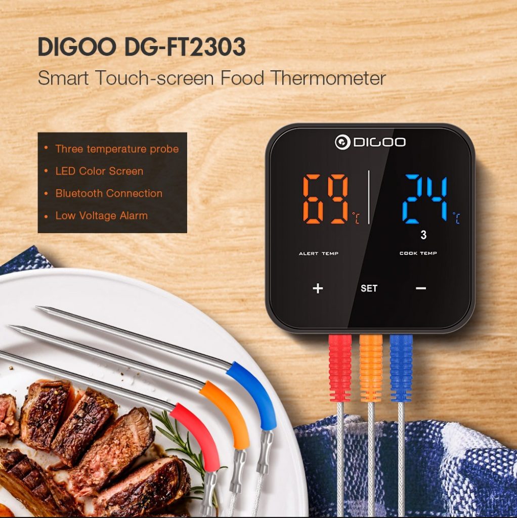 coupon, banggood, Digoo DG FT2303 Three Channels Smart Bluetoorh BBQ Thermometer Kitchen Cooking Thermometer