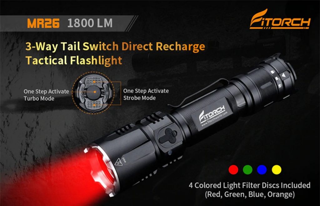 Fitorch MR26 1800lm Waterproof LED Flashlight - BLACK, coupon, GearBest