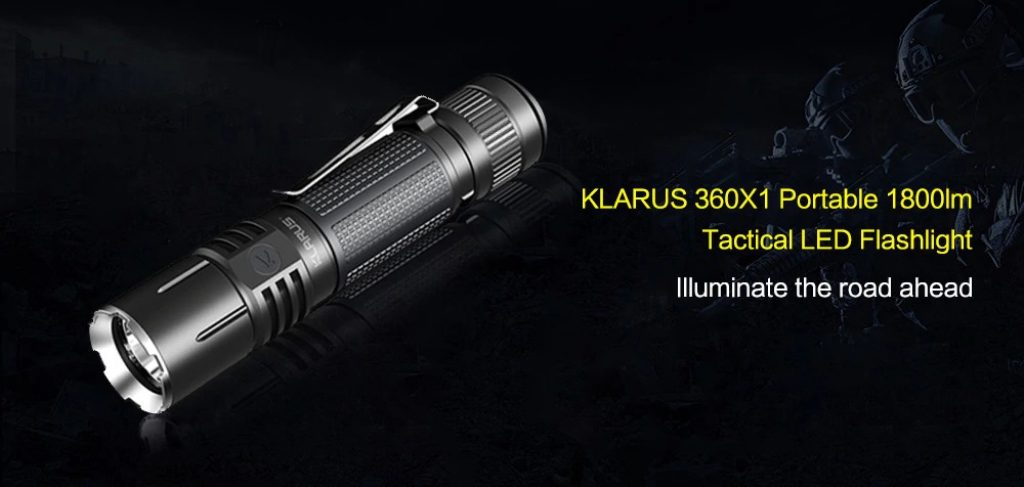 KLARUS 360X1 Portable 1800lm Tactical LED Flashlight for Outdoor - BLACK, coupon, GearBest