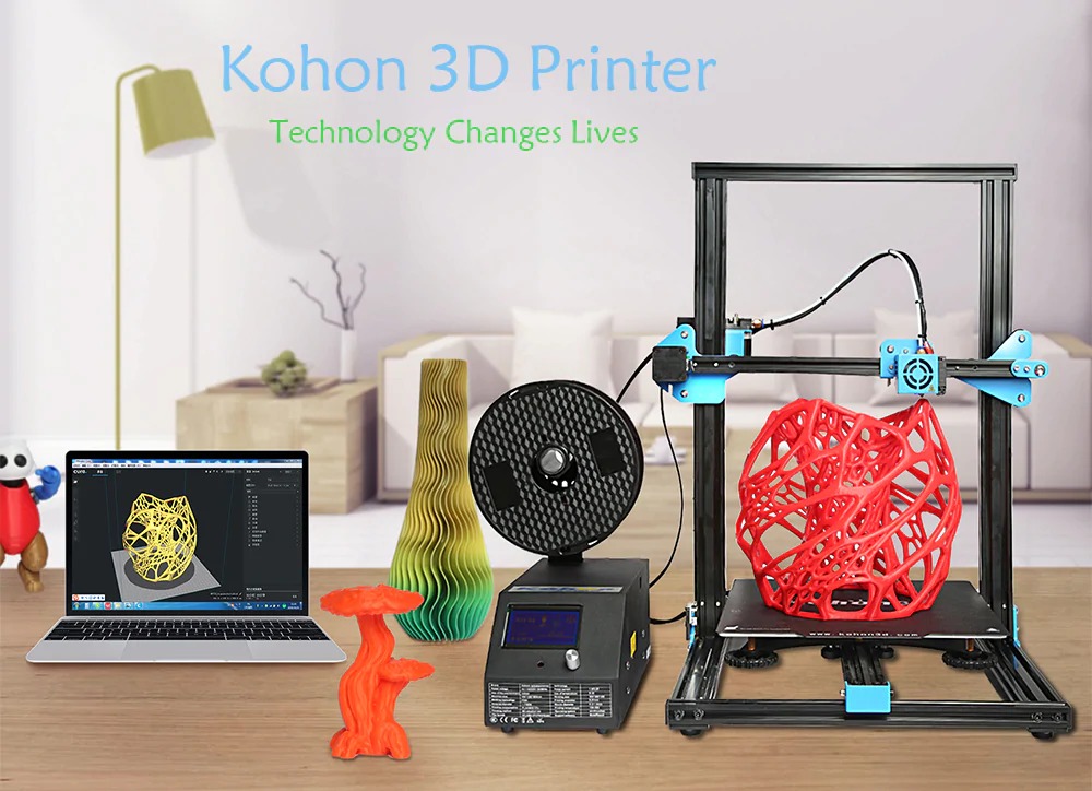 KOHON KH01 Aluminum Alloy Quick Assembly 3D Printer - BLACK EU PLUG, coupon, GearBest
