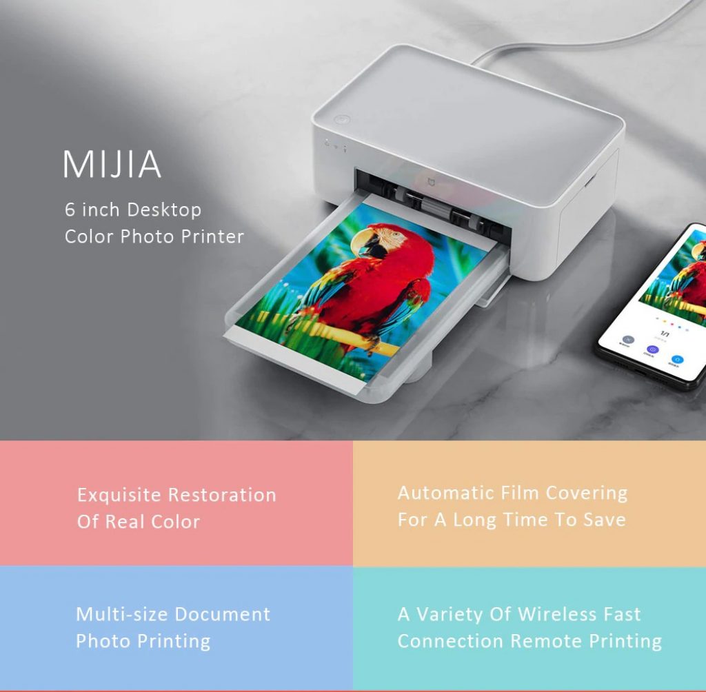 coupon, gearbest, Mijia 6 inch Desktop Color Photo Printer