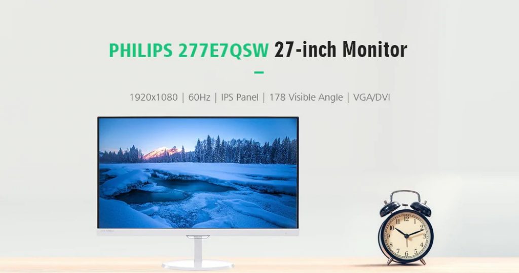 PHILIPS 277E7QSW 27-inch Frameless Monitor - WHITE, coupon, GearBest