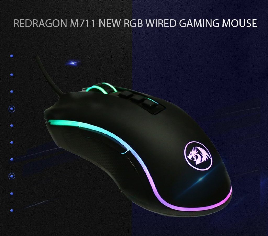 Redragon M711 New RGB Wired Gaming Mouse - BLACK, coupon, GearBest