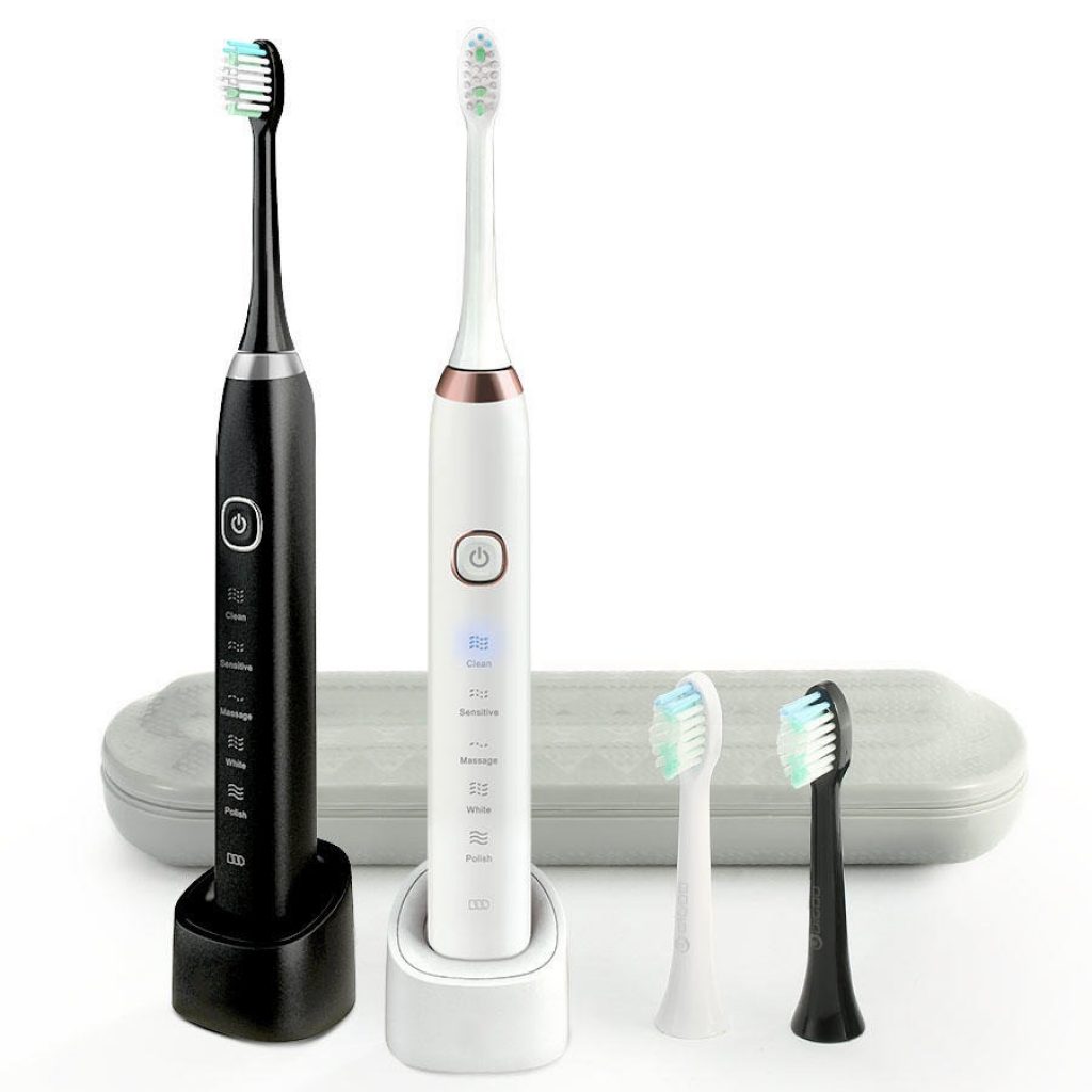 YS11 5 Brush Modes Essence Sonic Electric Wireless USB Rechargeable Toothbrush IPX7 Waterproof With 2 Toothbrush Head - Black, coupon, BANGGOOD