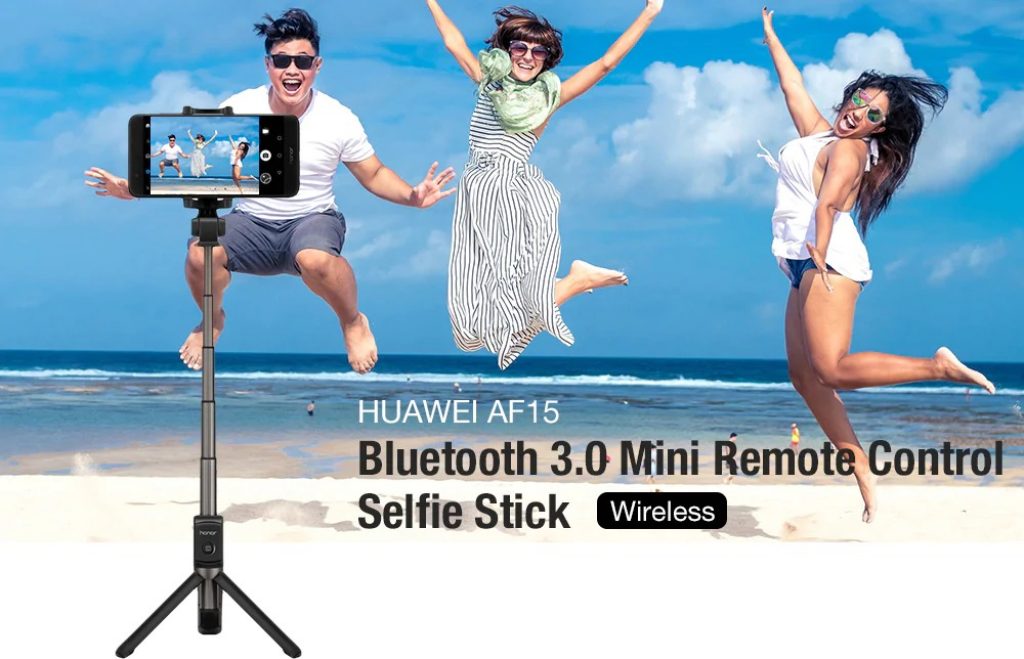 coupon, gearbest, HUAWEI AF15 Bluetooth 3.0 Wireless Mini Remote Control Selfie Stick