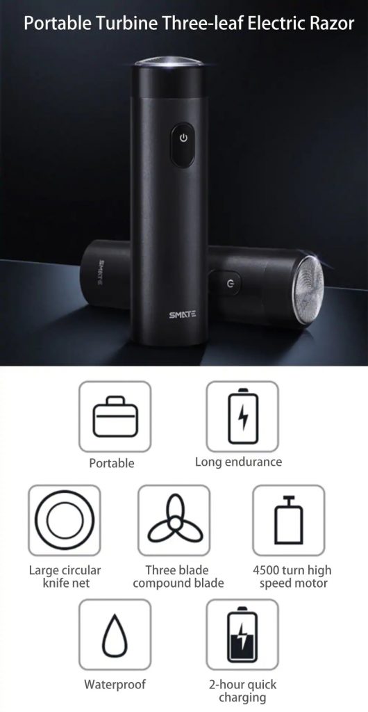 coupon, gearbest, SMATE Portable Turbine Three-leaf Electric Razor from Xiaomi youpin