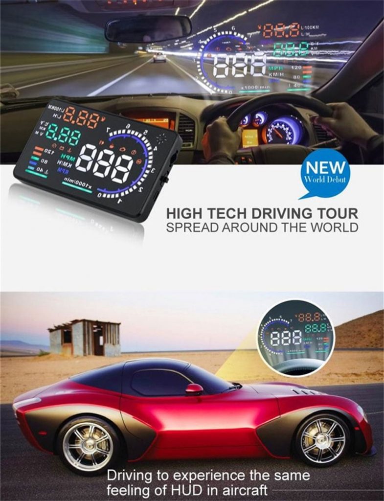 coupon, gearvita, A8 5.5 inch Digital OBD II Car Head Up Display (HUD) Projector
