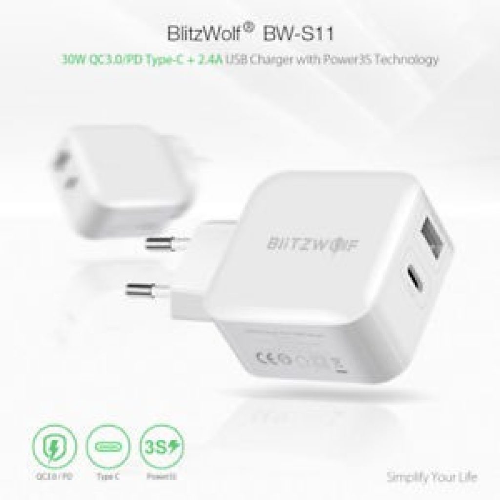 coupon, banggood, BlitzWolf® BW-S11 30W Type-C PD QC3.0+2.4A Dual USB Fast Charger