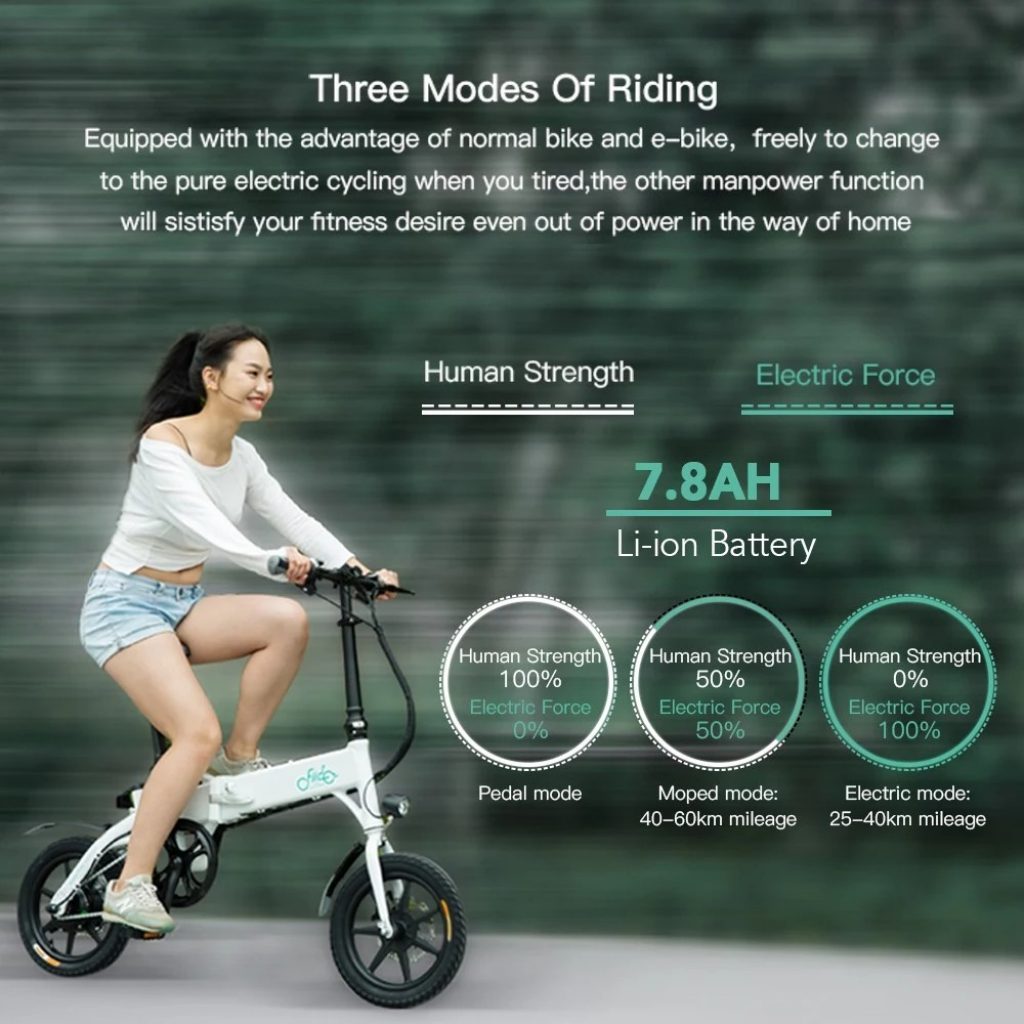 coupon, tomtop, FIIDO D1 14 Inch Folding Power Assist Eletric Bicycle