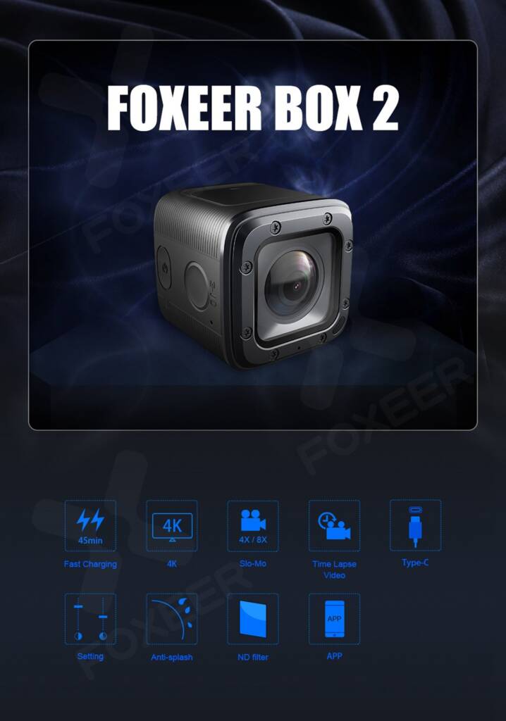 coupon, geekbuying, Foxeer Box 2 4K 30Fps ND Filter FOVD 155 Degree Lens Waterproof FPV Action Camera