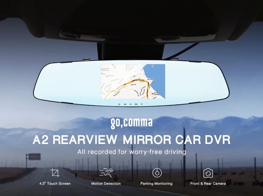 coupon, gearbest, Gocomma A2 4.3 inch HD DVR Rearview Mirrors Driving Car Recorder