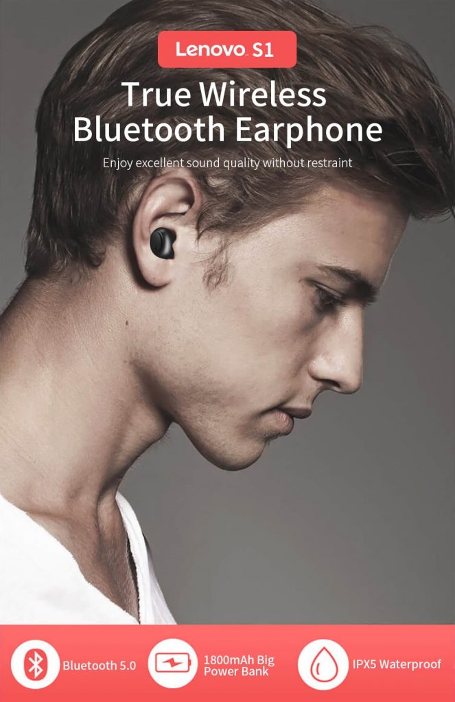 coupon, gearvita, Lenovo S1 TWS Wireless Bluetooth Earphone