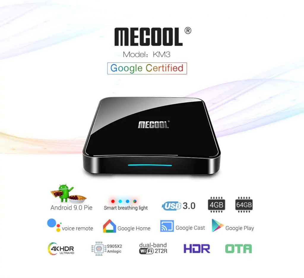 coupon, gearbest, MECOOL KM3 Android 9.0 Voice Control TV Box