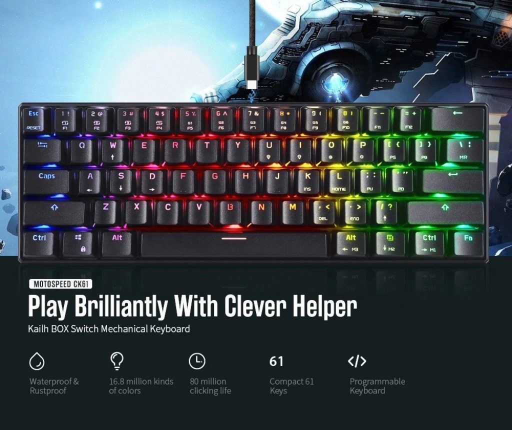 coupon, gearbest, MOTOSPEED CK61 NKRO RGB Mechanical Keyboard with Kailh BOX Switch