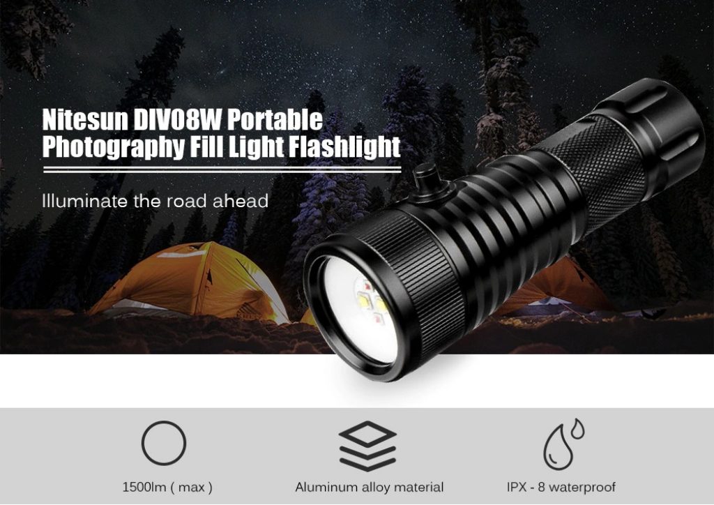 coupon, gearbest, Nitesun DIV08W Portable 1500lm Photography Fill Light Flashlight