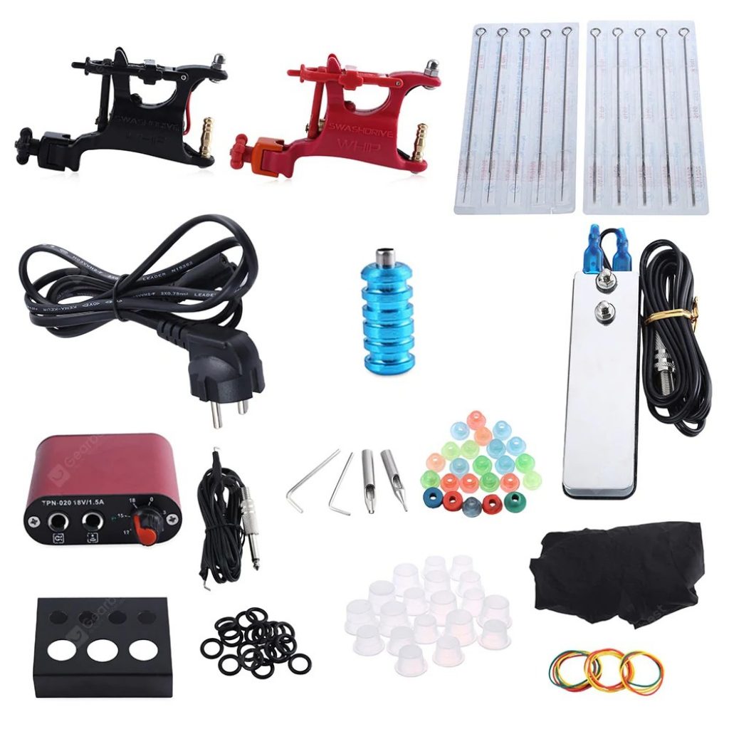 coupon, gearbest, Professional Complete Tattoo Kit 2 Rotary Motor Machine Guns