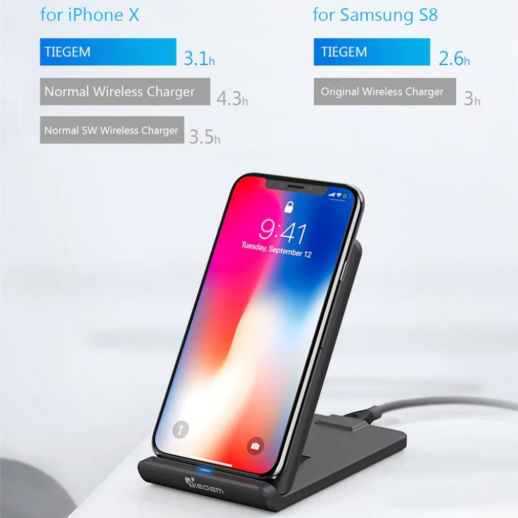 coupon, gearbest, TIEGEM 10W Wireless Charger with 3 coil charging for all Qi-enabled device