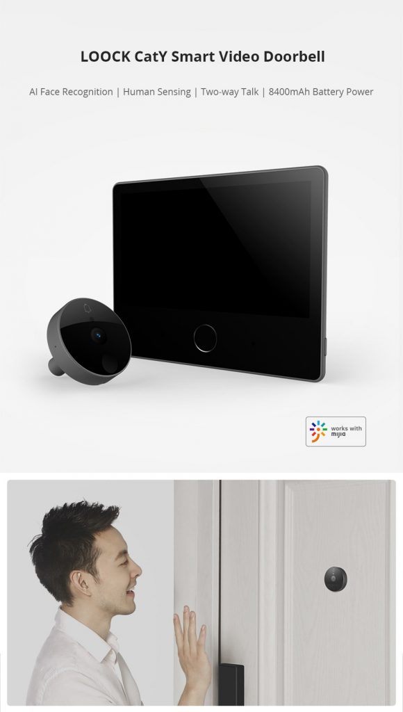 coupon, geekbuying, Xiaomi LOOCK CatY LSC-Y01 Smart Video Doorbell Face Recognition Human Sensing Mobile Alerts Two-way Talk