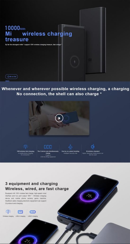 coupon, gearbest, Xiaomi PLM11ZM Wireless Charger Power Bank 10000mAh