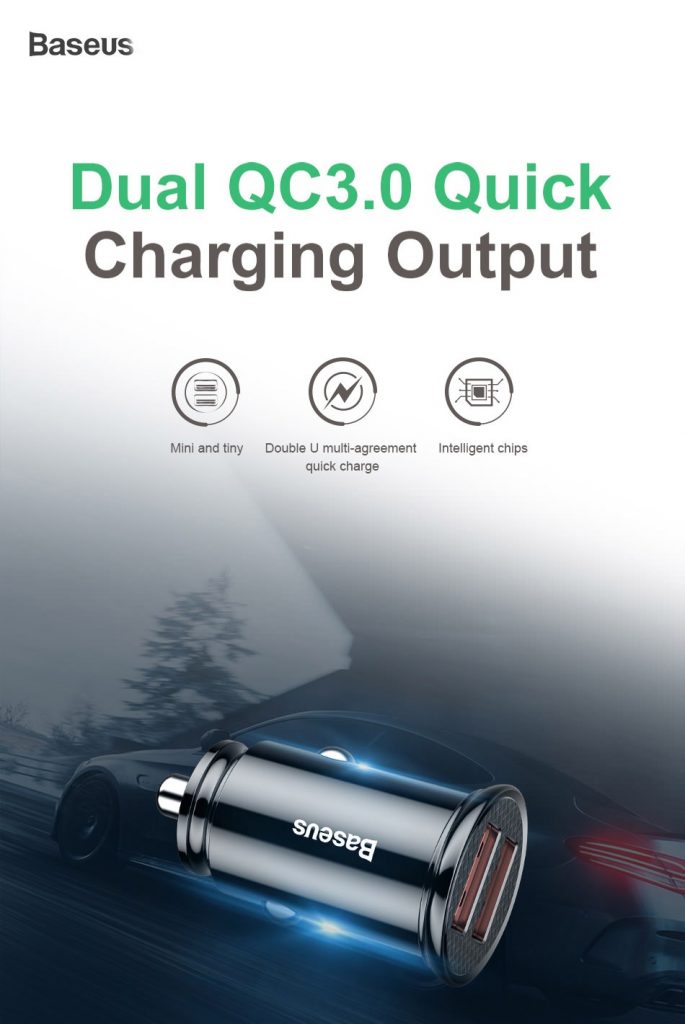 coupon, gearvita, Baseus BS-C16Q1 30W QC3.0 Dual USB Car Charger