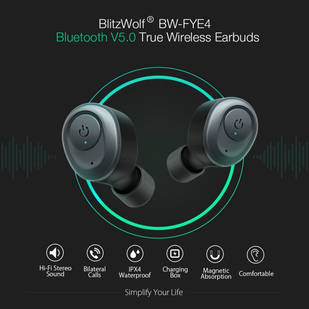 coupon, banggood, Blitzwolf® BW-FYE4 True Wireless Stereo Earphone bluetooth 5.0 Mini Headphone With Charging Box
