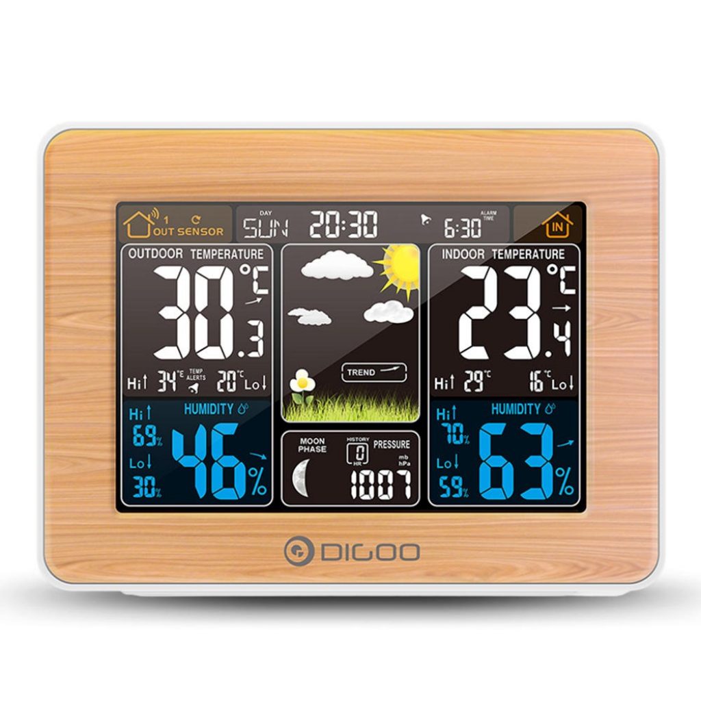 DIGOO DG-EX002 Wood Grain Color Screen Weather Station, COUPON, BANGGOOD