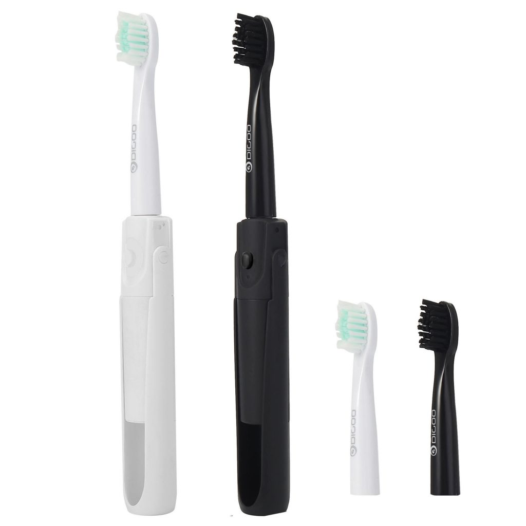 Digoo DG-LS11 Electric Sonic Folding Travel Toothbrush with 2 Replacement Head Protable IPX7 Waterproof - Black, COUPON, BANGGOOD