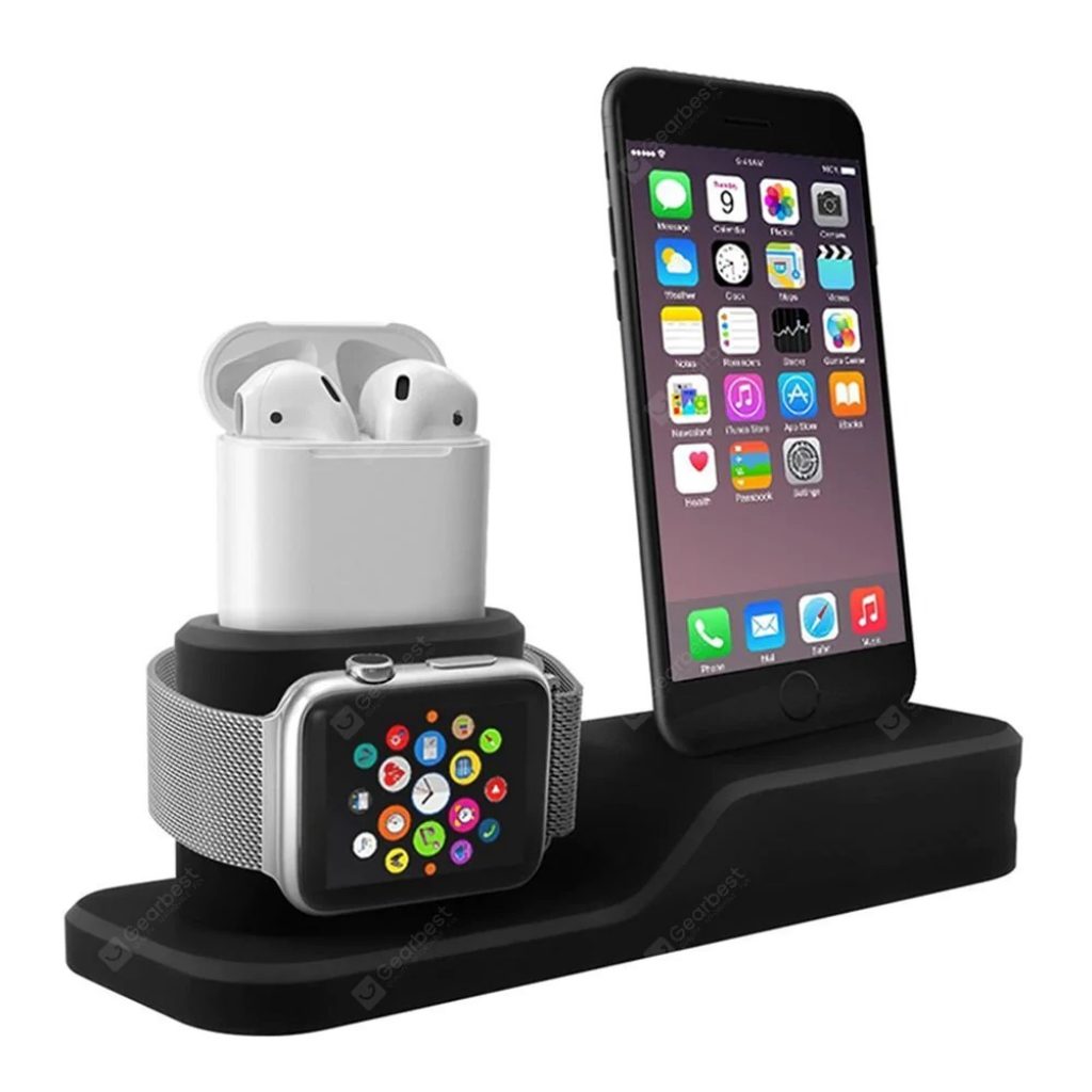 coupon, gearbest, Silicone 3 in 1 Charging Stand Holder Dock for iPhone for Apple Watch AirPods
