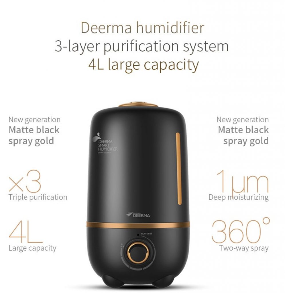 coupon, banggood, XIAOMI Deerma DEM-F450 Mini Silent Aromatherapy Humidification 4L Cool Black Air Humidifier