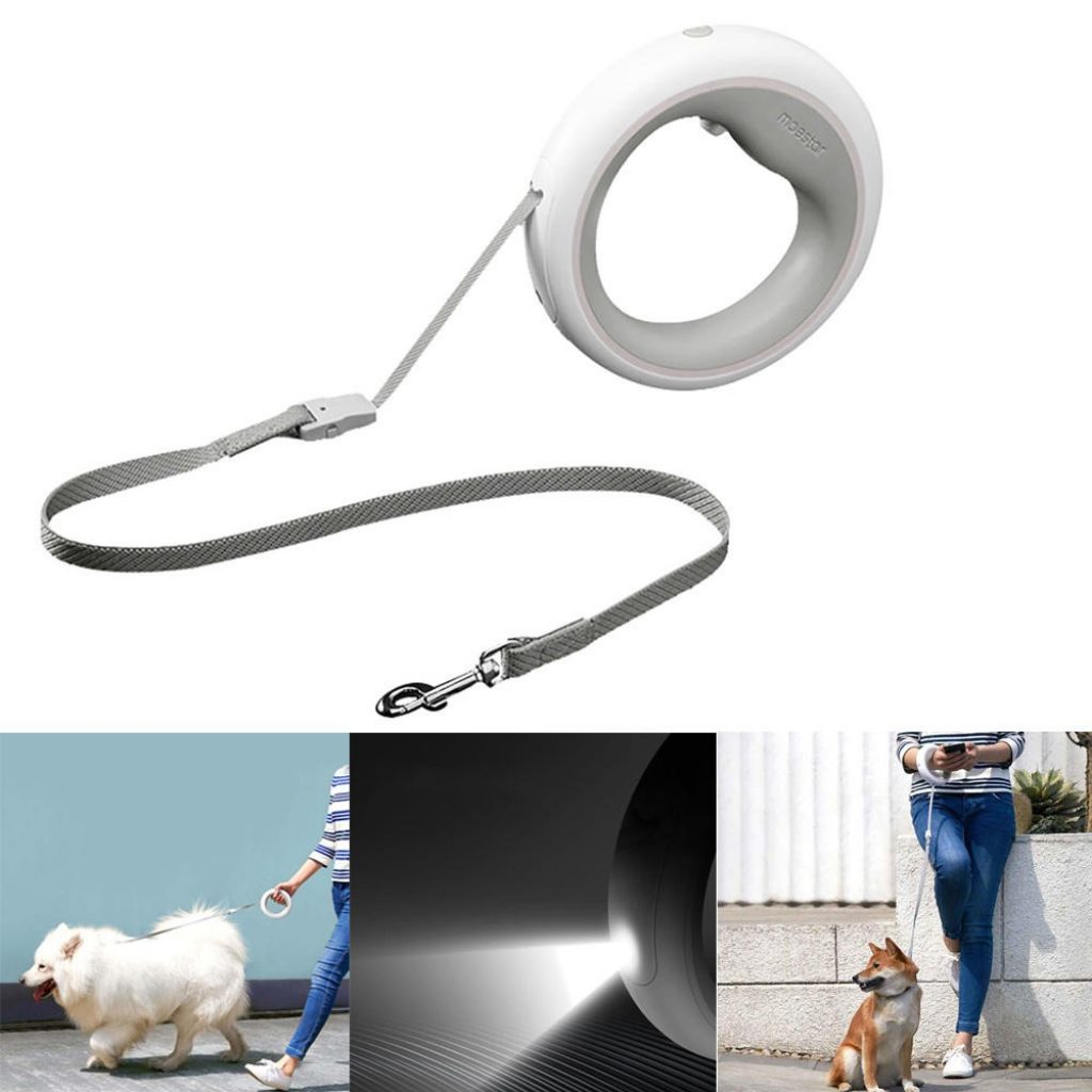 XIAOMI MOESTAR UFO 2.6m Retractable Dog Leash USB Rechargeable LED Night Light 50kg Static Tension Dog Traction Rope Pet Puppy Training Chain Hunting Dog Training Rope, COUPON, BANGGOOD