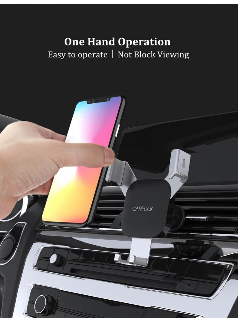 Xiaomi CARFOOK Gravity Linkage Automatical Lock 360° Rotation Air Vent Car Phone Holder For 4.7 Inch - 6.5 Inch Smart Phone - Silver, COUPON, BANGGOOD