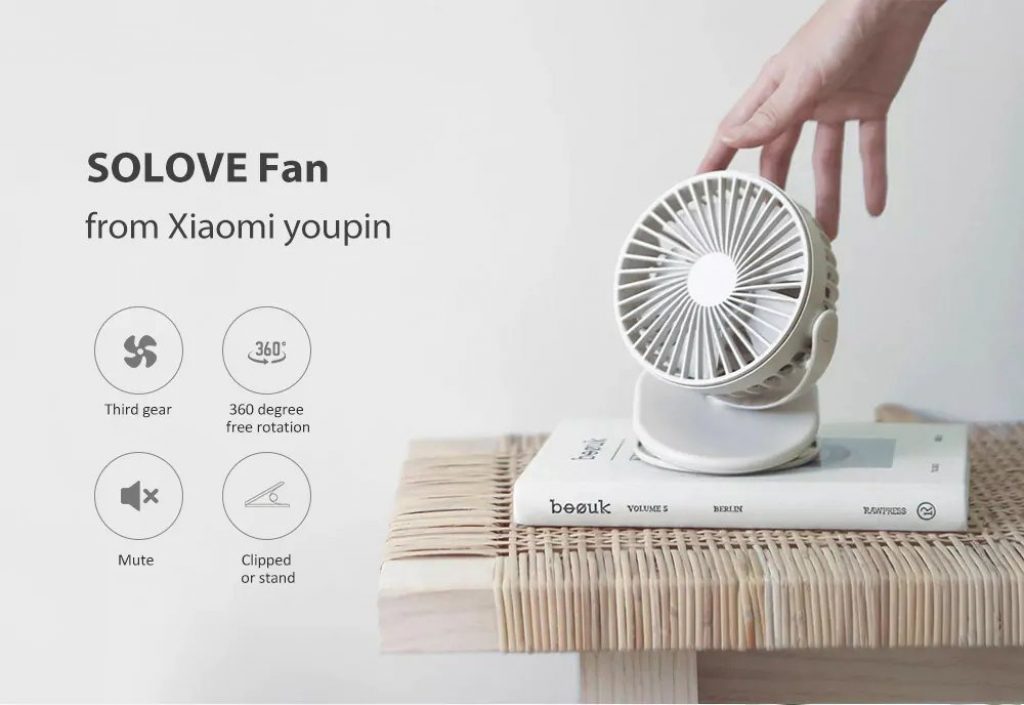 coupon, gearvita, Xiaomi SOLOVE F3 Clip-on Mini Fan 360 Degree Rotating 3 Speeds Adjustable