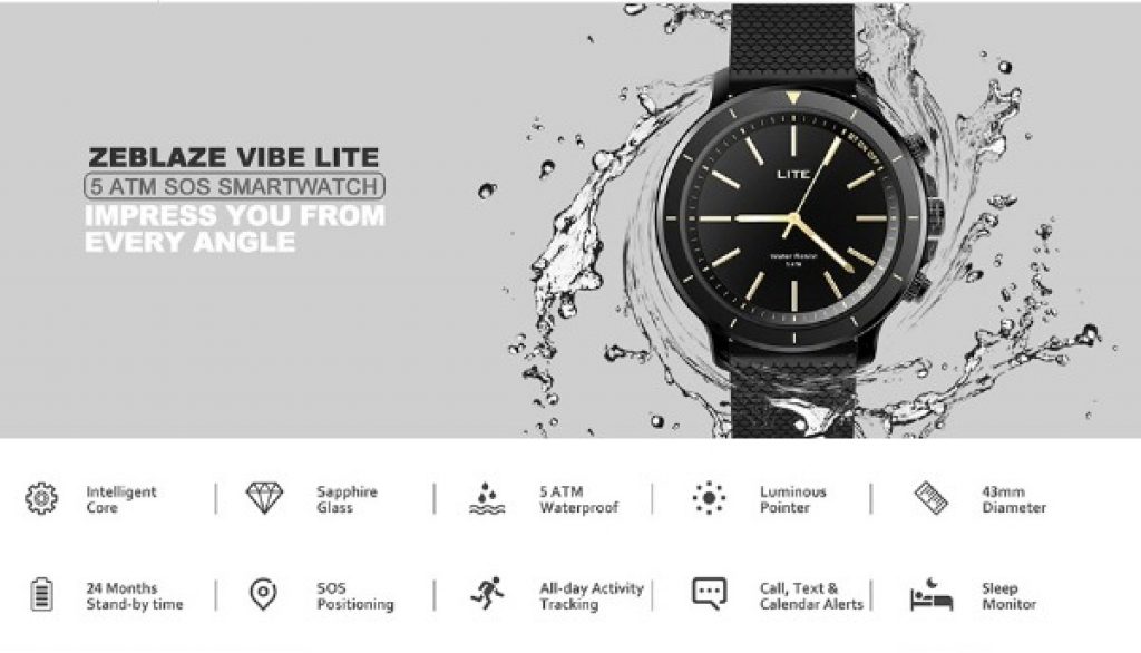 coupon, banggood, Zeblaze VIBE LITE 5ATM Waterproof SOS Calorie Sport Target BT4.0 Quartz Smart Watch