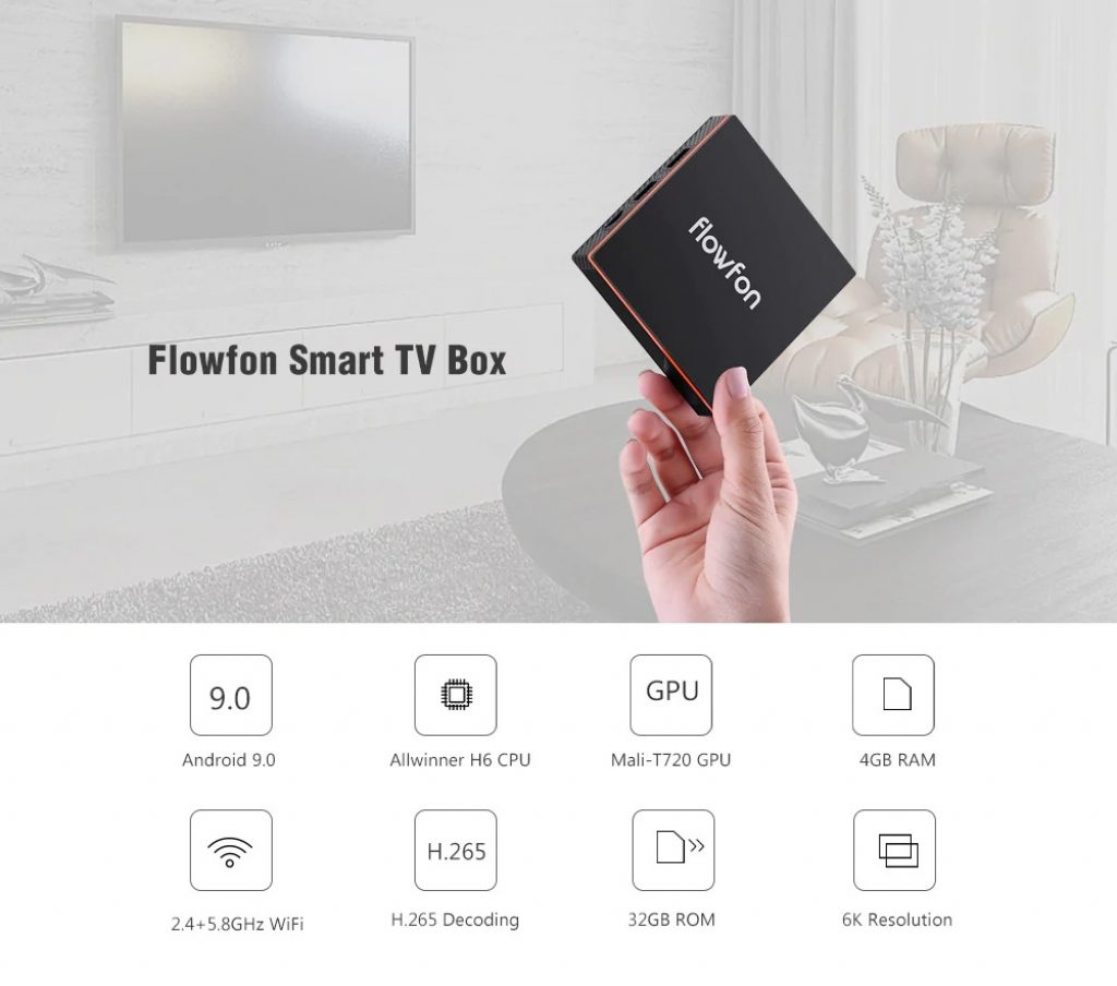 coupon, gearbest, Flowfon F1 Smart TV Box