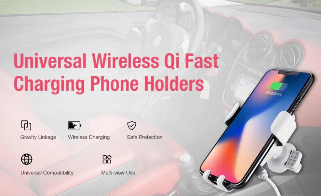 coupon, gearbest, Gocomma 10W QI Wireless Fast Charger Car Mount Holder