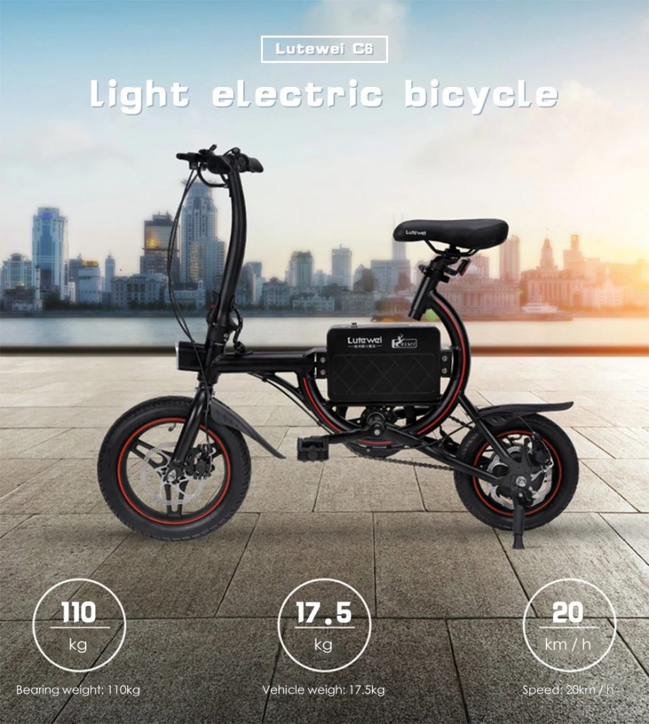 coupon, gearbest, Lutewei C6 Light Electric Bicycle with Smart Sensor