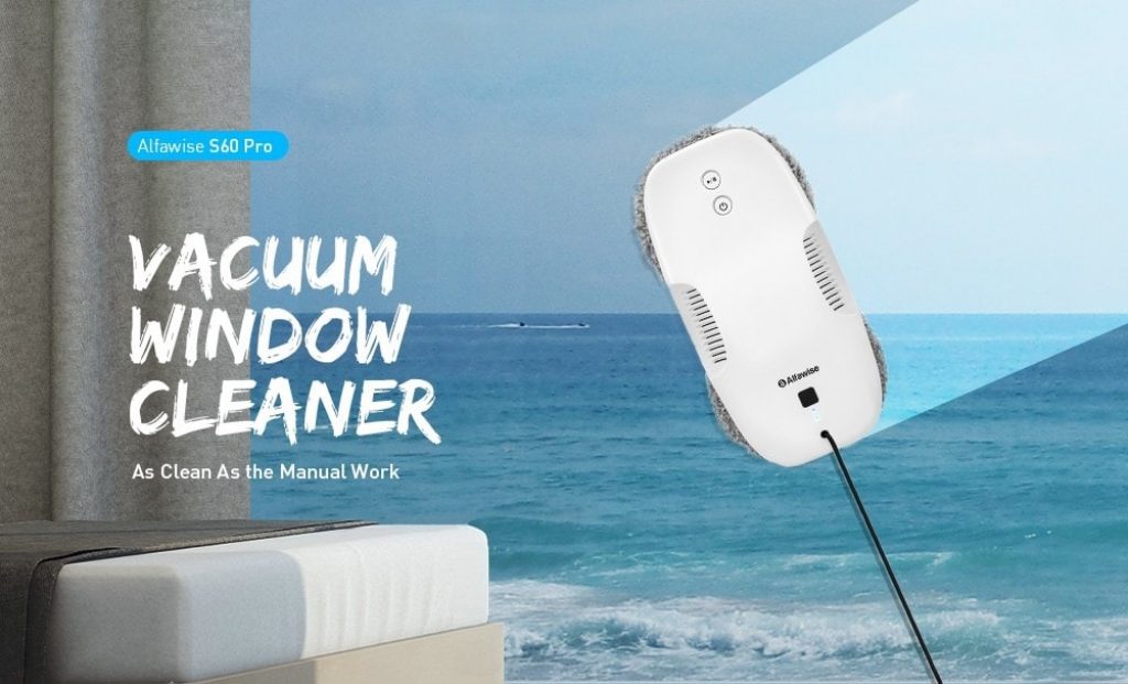 coupon, gearbest,, Alfawise S60 Pro Vacuum Window Cleaner Robot