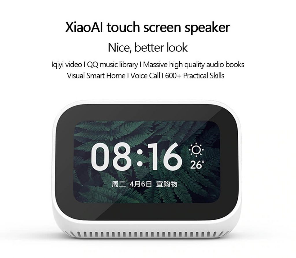 coupon, gearvita, Xiaomi AI Touch Screen Bluetooth 5.0 WiFi Speaker Digital Display Alarm Clock