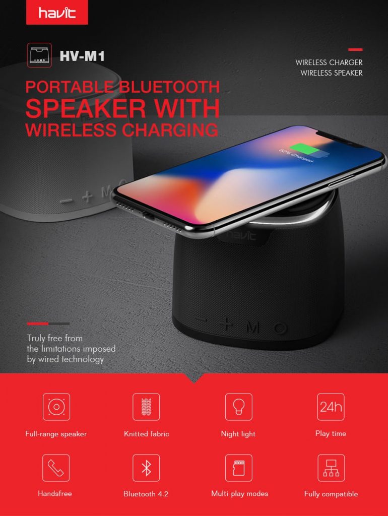 coupon, gearvita, Havit M1 Bluetooth Speaker Qi Wireless Charger